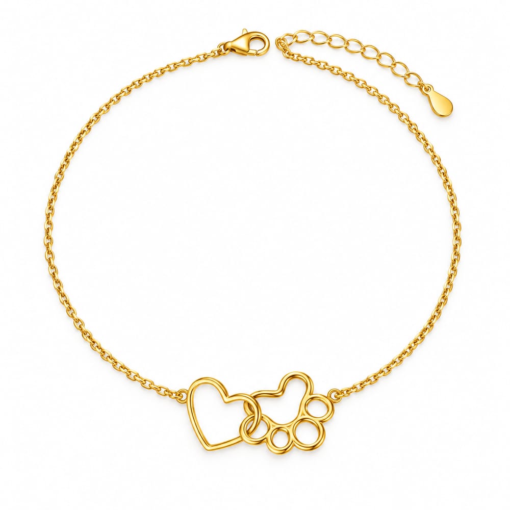 Heart & Paw Adjustable Chain Bracelet