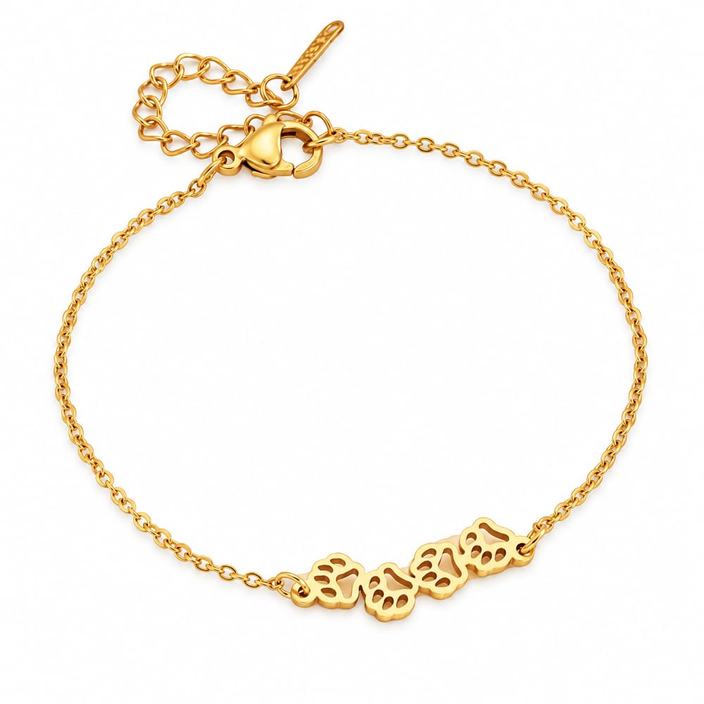 Triple Paw Print Chain Bracelet