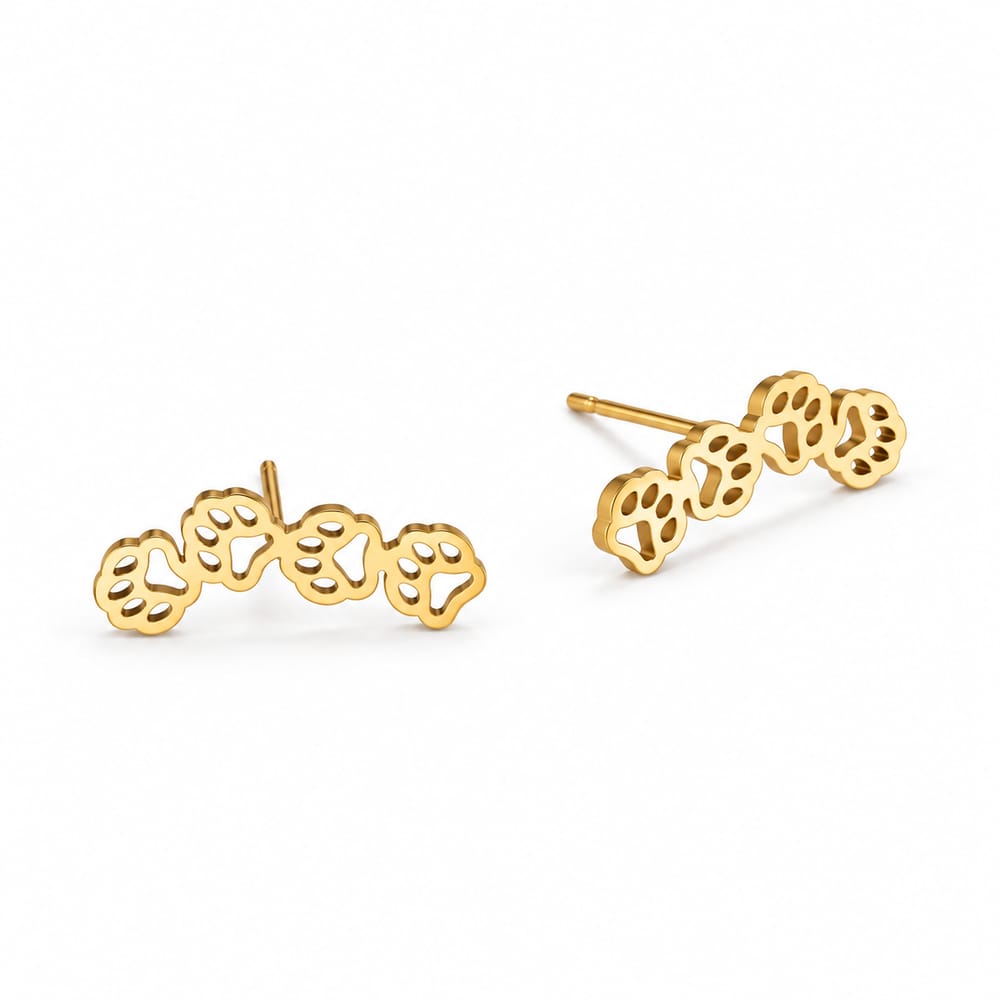 Triple Paw Print Stud Earrings
