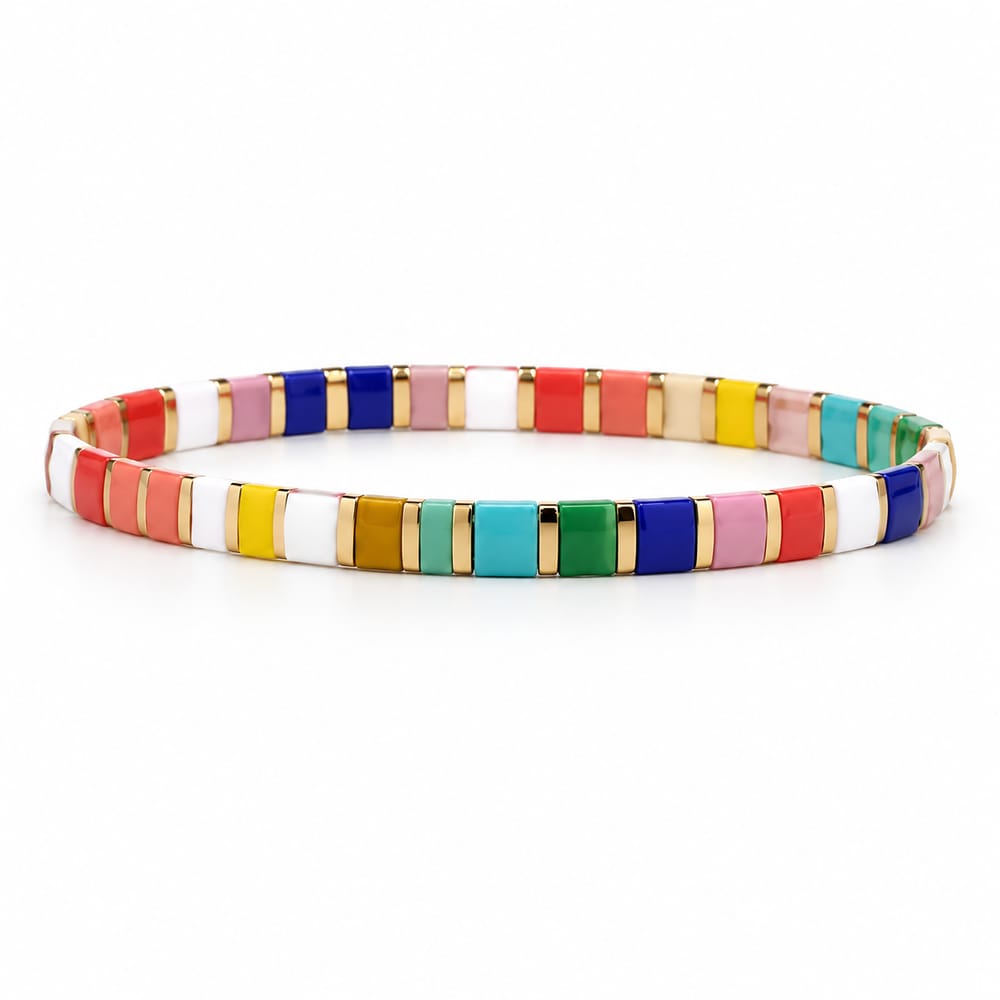 Multicolor Tile Beaded Bracelet