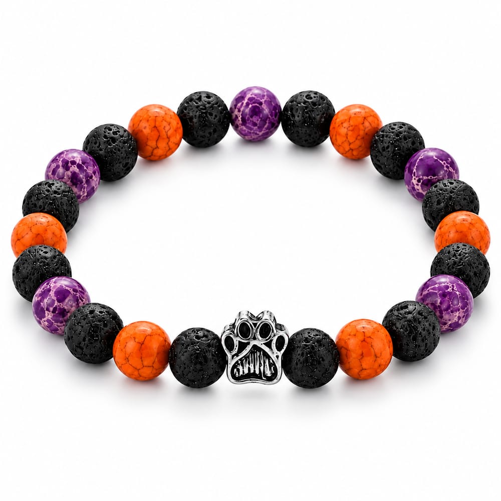 Multicolor Paw Charm Beaded Bracelet